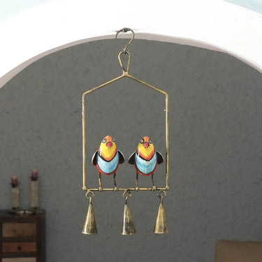 Metal Multicolour Hanging Bird Figurine
